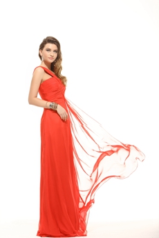 Cherry Red One Shoulder Junior Prom Party Dress