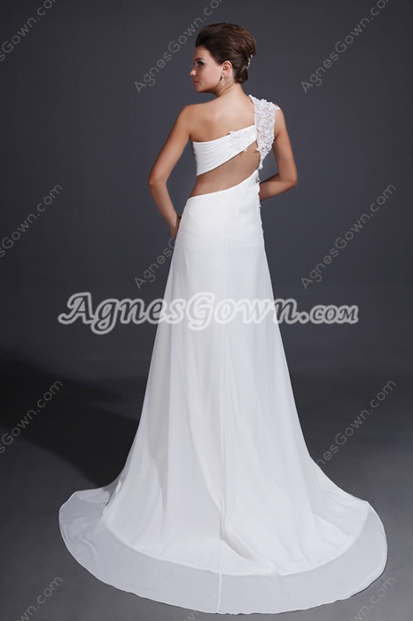One Shoulder High Slit Summer Beach Wedding Dress 