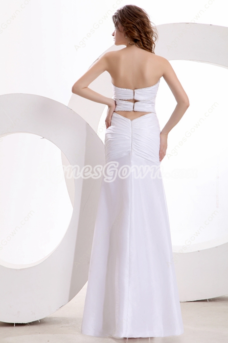 Modern Shallow Sweetheart Column White Cocktail Dress Front Slit 