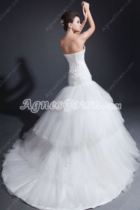 Fairytale Sweetheart Sheath Puffy Wedding Dress Dropped Waist 