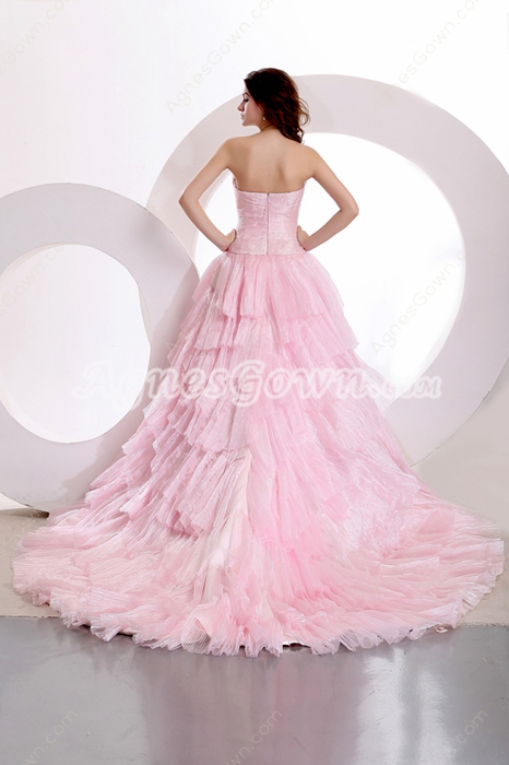 Beautiful Sweetheart Pink Tulle Mature Wedding Dress 