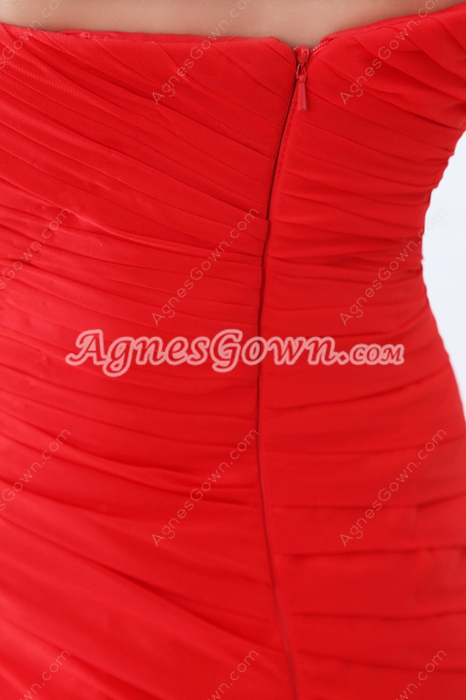 Glamour Straps A-line Full Length Red Chiffon Formal Evening Dress 