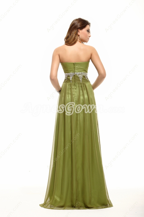Discount Olive Green Chiffon Plus Size Prom Gown