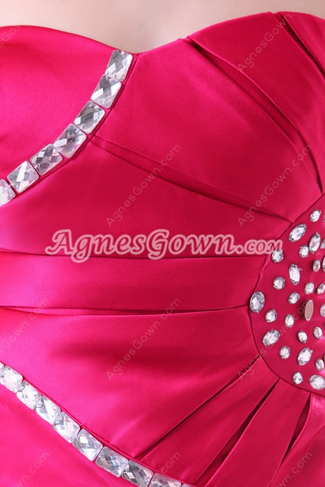 Chic Sweetheart Mini Length Fuchsia Nightclub Dress With Diamonds 