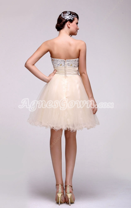 Lovely Puffy Champagne Sweet 16 Dress With Beads & Sequins