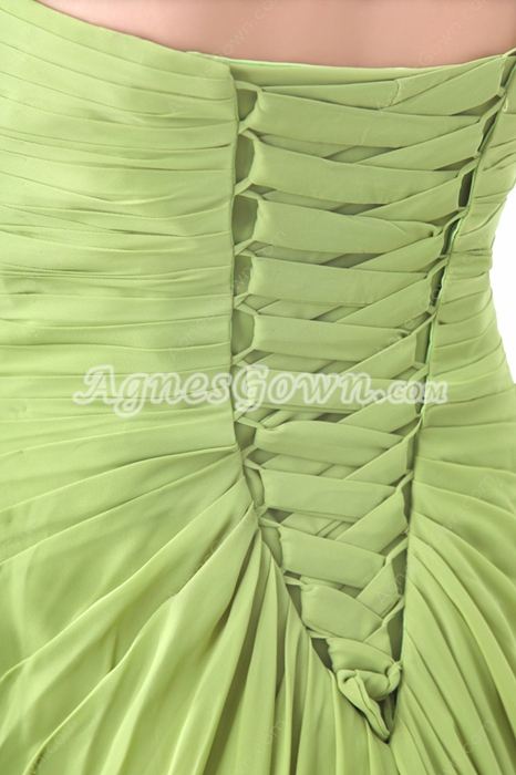 Exquisite Strapless A-line Sage Green Chiffon Prom Dress 2016