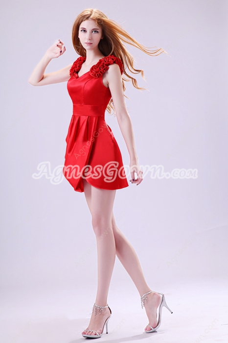 Chic Straps A-line Mini Length Red Homecoming Dress 