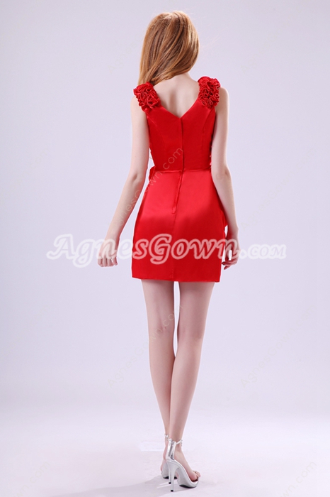 Chic Straps A-line Mini Length Red Homecoming Dress 