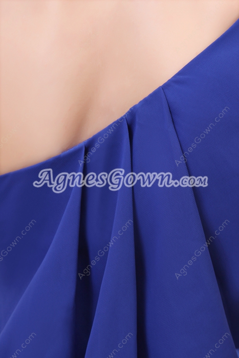 Chic One Shoulder Mini Length Royal Blue Cocktail Dress 