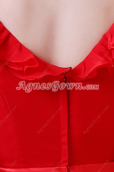 Qualified V-Neckline Mini Length Red Chiffon Junior Prom Dress