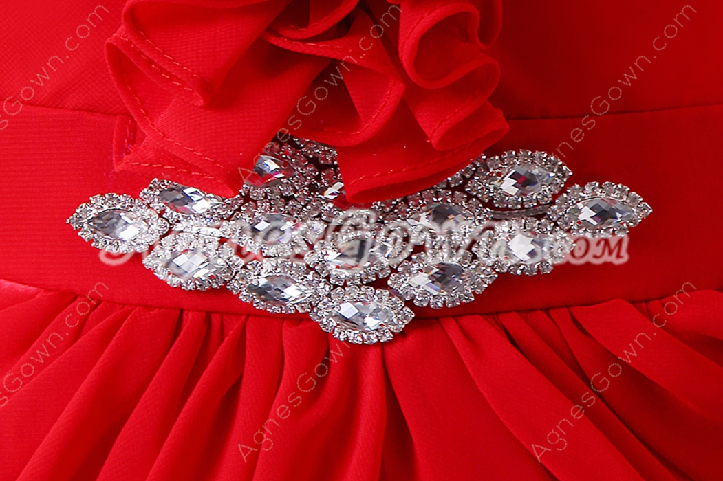 Newest One Shoulder A-line Red Wedding Guest Dress With Ruffles 