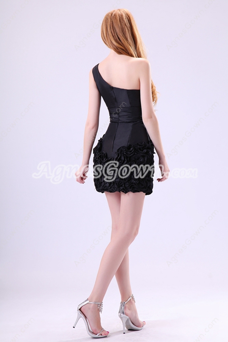 Modern One Shoulder Mini Length Little Black Cocktail Dress 