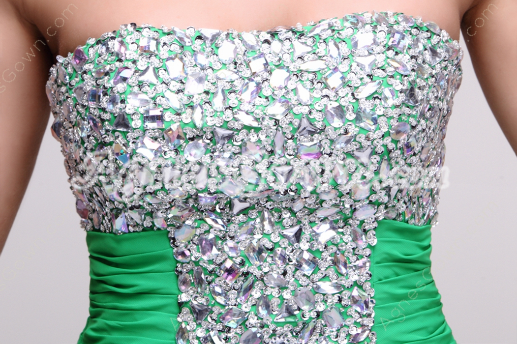 Luxury Sheath Green Nightclub Dress Beaded