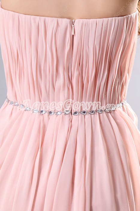 Wonderful Column Full Length Pink Bridesmaid Dress With Stones 