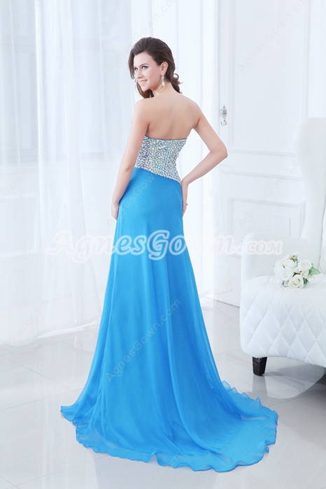 New Faddish Sweetheart Full Length Turquoise Prom Dress With Rhinestones 