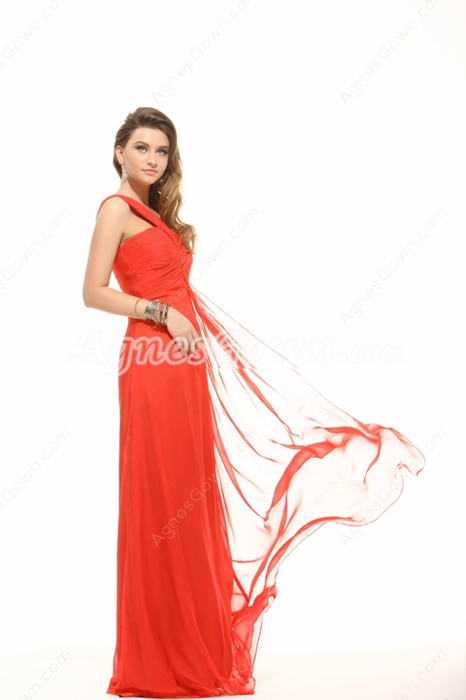Cherry Red One Shoulder Junior Prom Party Dress