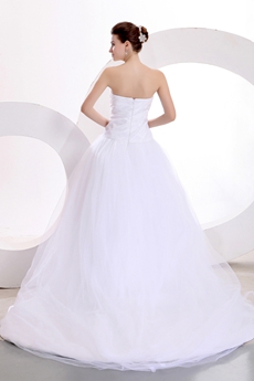 Dropped Waist White Simple Wedding Dress 