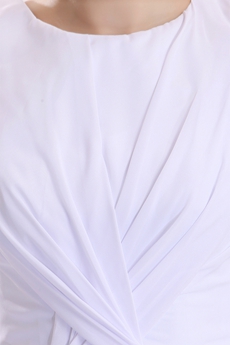 v-Back A-line Full Length White Chiffon Destination Wedding Dress 