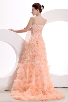 Stunning Front Short Long Back Coral Feather Sweet Sixteen Dress 