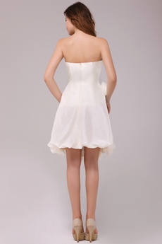 Chic Cream Knee Length Homecoming Dress With Handmade Flower