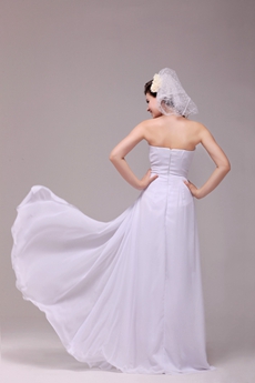 Modern A-line Full Length White Chiffon Beach Wedding Dress With Beads  
