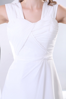 Straps A-line White Chiffon Casual Beach Wedding Dress 
