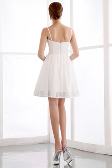 Spaghetti Straps Mini Length White Homecoming Dress 