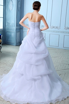 Breathtaking White Organza Wedding Dress Asymmetrical Waist 