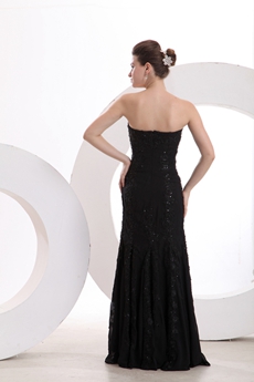 Special A-line Black Prom Dress With Lace & Beads 