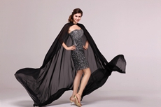 Stunning Sheath Mini Length Sparkled Black Cocktail Dress 