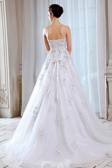 Luxurious Sweetheart Princess Wedding Dress With Heavy Stones 