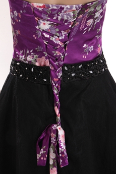 Vintage Knee Length Black & Purple Quinceanera Dress For Damas