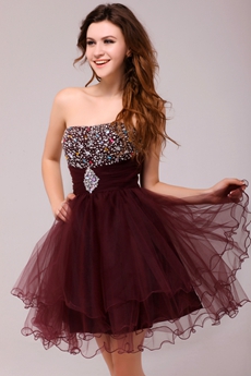 Affordable Puffy Mini Length Maroon Sweet Sixteen Dress With Great Handwork