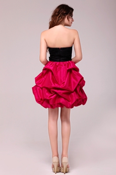 Modern Black & Fuchsia Taffeta Mini Length Sweet Sixteen Dress 