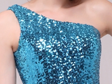 Modern Blue Sequined Sparkled Cocktail Dress 