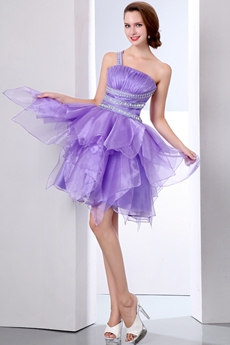 Crossed Straps Back Short Lavender Organza Sweet Sixteen Dress 