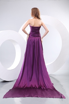 Modest Satin A-line Purple Prom Dress