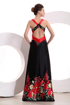 Special Halter Red & Black Printed Evening Maxi Dress 