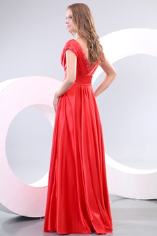 Charming Off The Shoulder Red Satin Mother Of The Bride Dress 