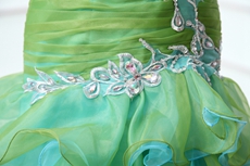 Multi Colored One Straps Green & Blue Organza Quinceanera Dress 