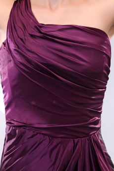 Elegance One Straps Grape Satin Formal Evening Dress 