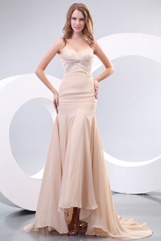 Gentle Sweetheart Sheath Full Length Champagne Prom Party Dress 