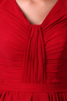Lovely V-Neckline Dark Red Chiffon High School Graduation Dress 