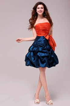 Modern Orange & Royal Blue Mini Length Sweet 16 Dress 
