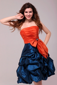 Modern Orange & Royal Blue Mini Length Sweet 16 Dress 
