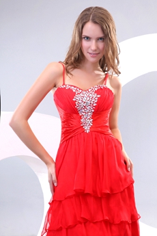 Gothic Spagheti Straps Red High Low Prom Dress 