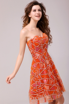 Special Sweetheart A-line Short Length Orange Homecoming Dress 