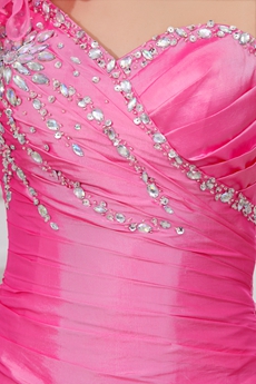 Modern One Shoulder Sheath Hot Pink Homecoming Dress 