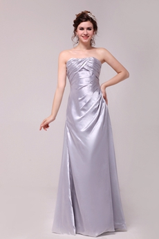 Exquisite A-line Full Length Silver Prom Party Dress 