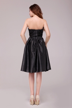 Knee Length Black Taffeta Homecoming Dress 